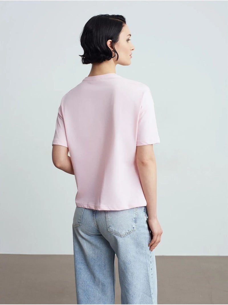 T-shirt in cotone da donna con girocollo dilvin Rosa confetto - Kiabi