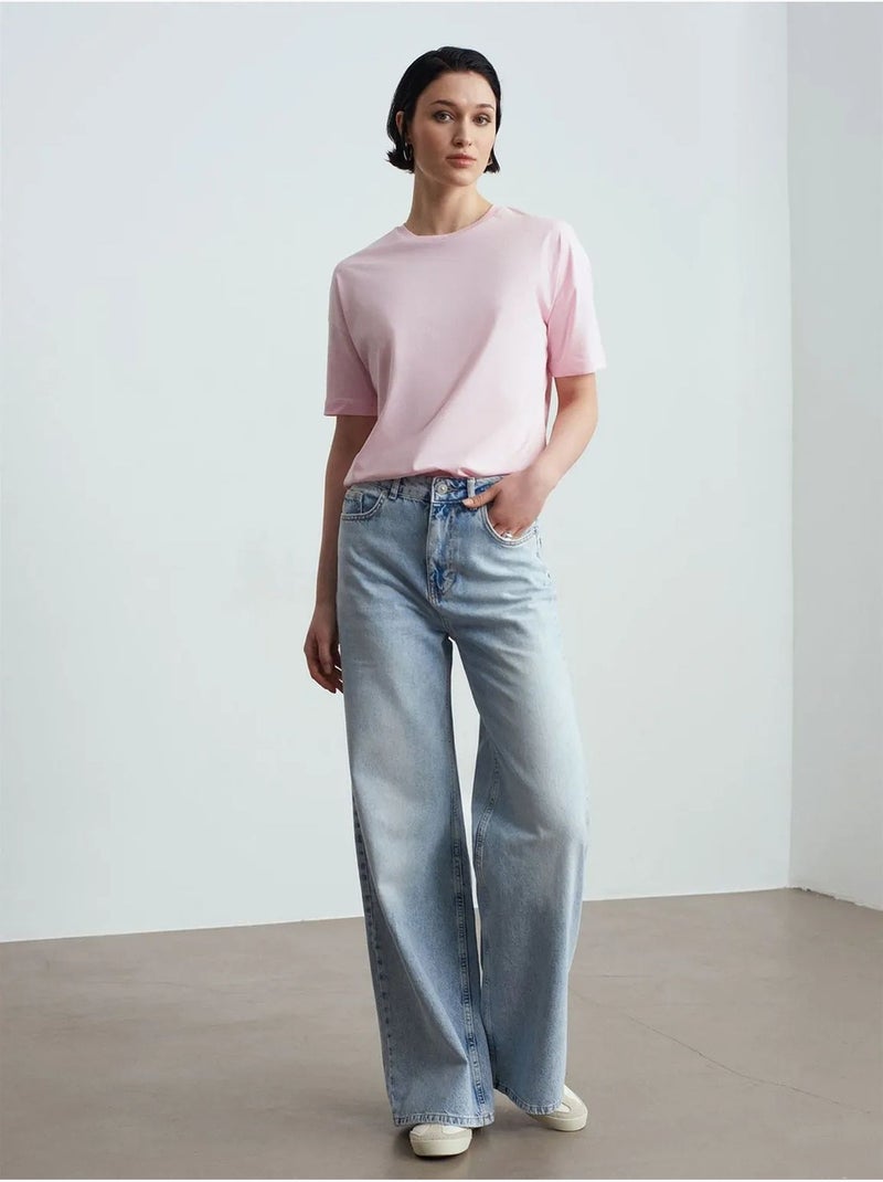 T-shirt in cotone da donna con girocollo dilvin Rosa confetto - Kiabi