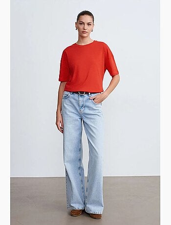 T-shirt in cotone da donna con girocollo dilvin