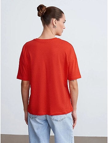 T-shirt in cotone da donna con girocollo dilvin