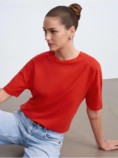 T-shirt in cotone da donna con girocollo dilvin - Kiabi