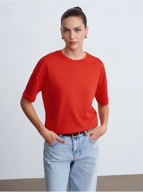 T-shirt in cotone da donna con girocollo dilvin - Kiabi