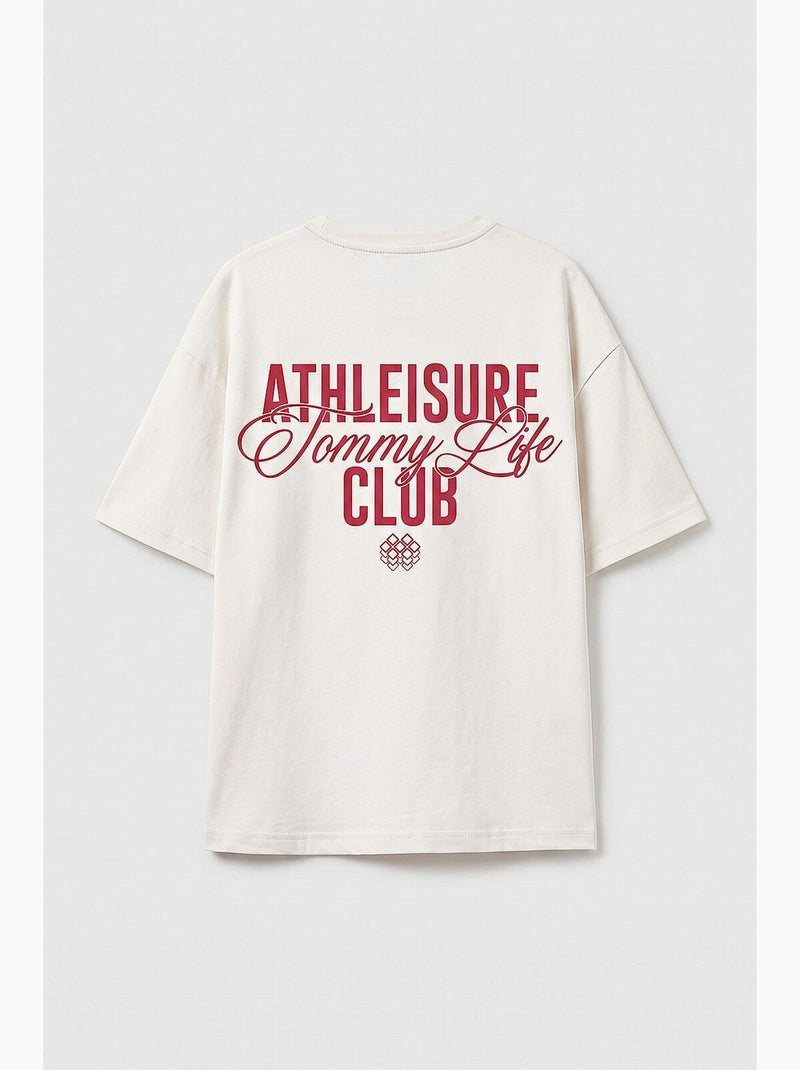 T-shirt in cotone ed elastan tommy Bianco sporco - Kiabi