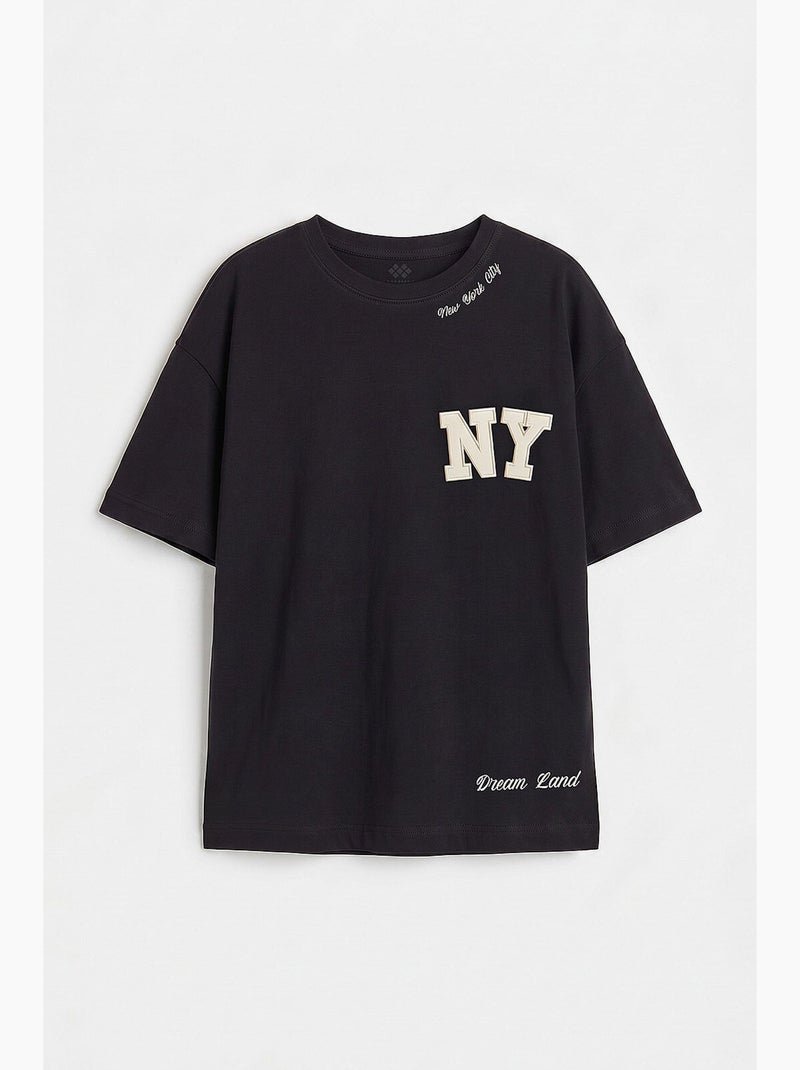 T-shirt in cotone ed elastan tommy Nero - Kiabi