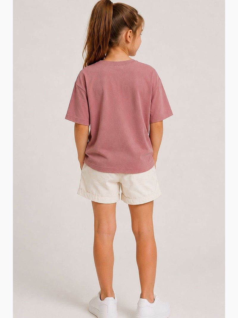 T-shirt in cotone ed elastan tommy Rosa antico - Kiabi