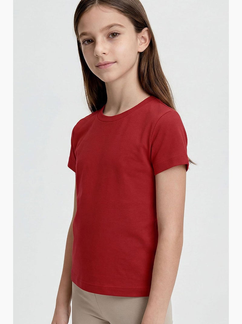 T-shirt in cotone ed elastan tommy Rosso - Kiabi