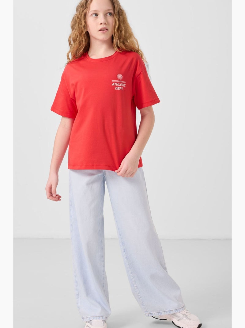 T-shirt in cotone ed elastan tommy Rosso - Kiabi