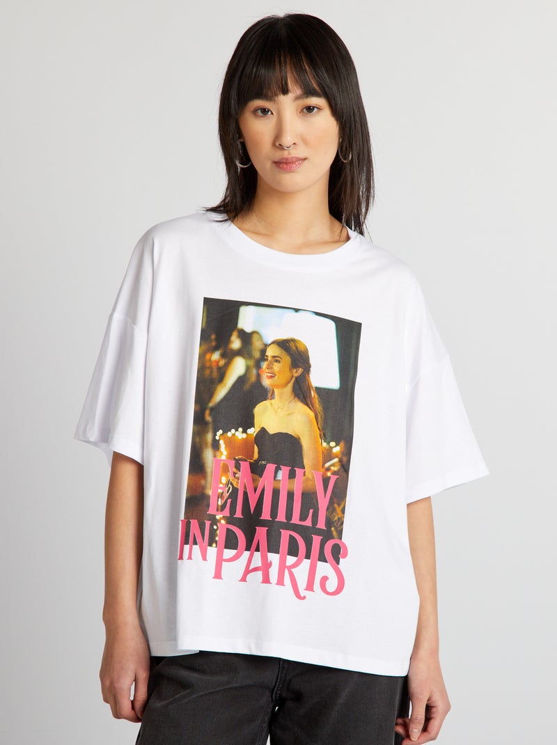 T-shirt in cotone 'Emily in Paris' bianco - Kiabi