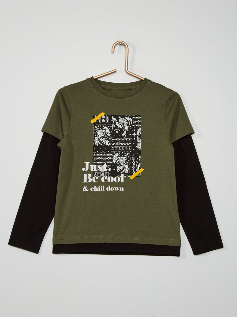 T-shirt in cotone kaki - Kiabi
