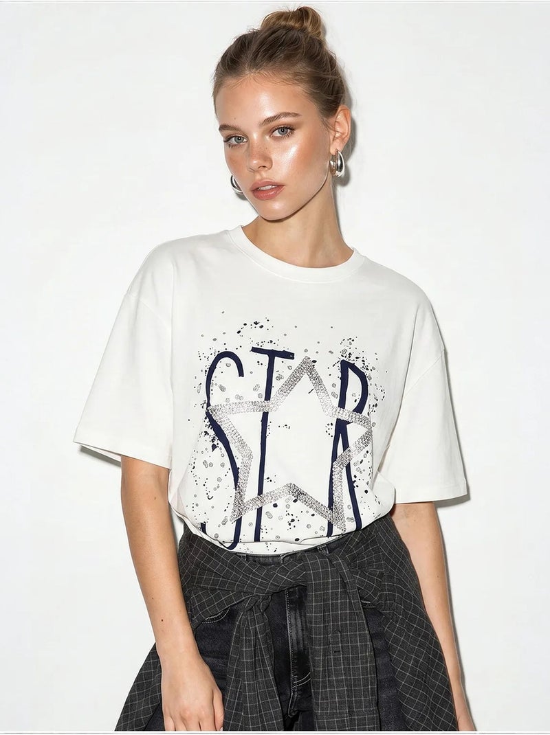 T-shirt in cotone lucci Bianco sporco - Kiabi