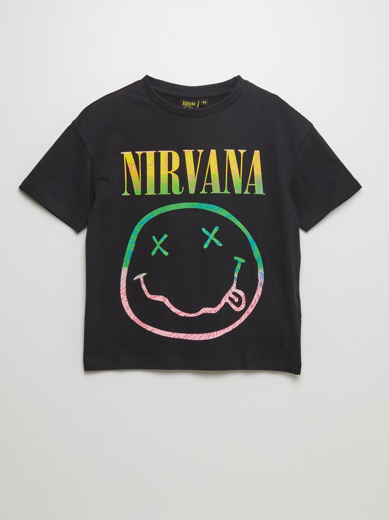 T-shirt in cotone 'Nirvana' NERO - Kiabi