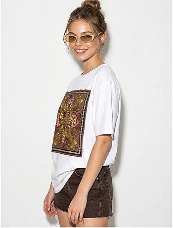 T-shirt in cotone oversize con stampa etnica lucci