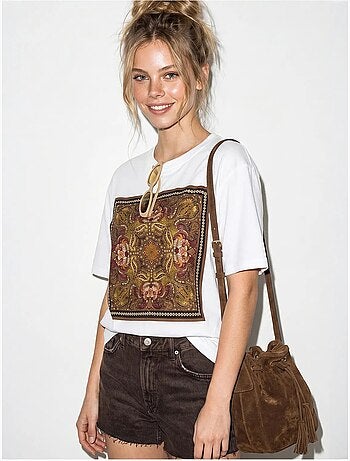 T-shirt in cotone oversize con stampa etnica lucci