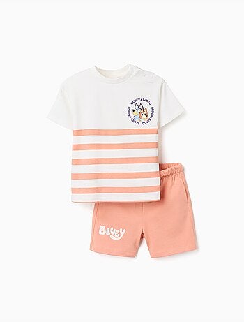 T-shirt in cotone + pantaloncini con Bluey