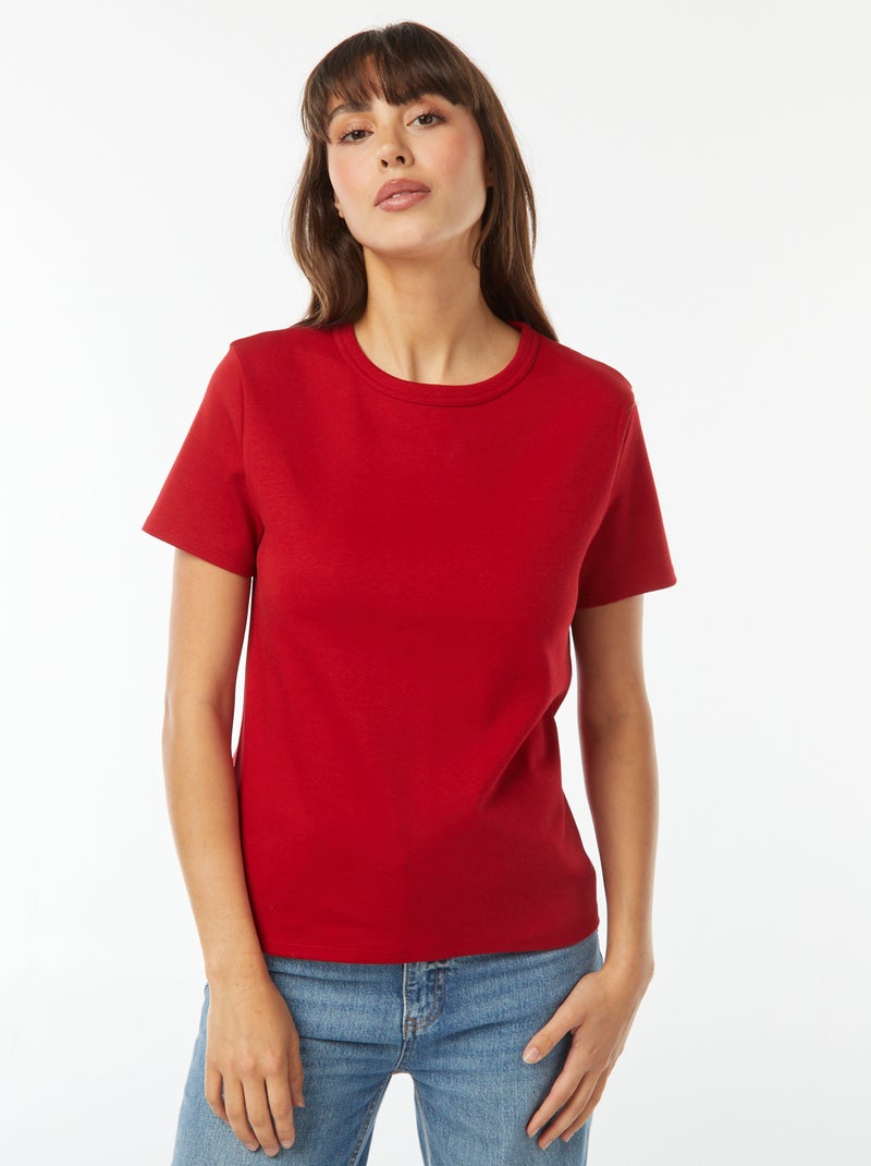 T-shirt in cotone pesante Rosso - Kiabi
