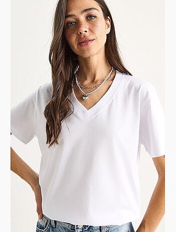 T-shirt in cotone pettinato con scollo a v comfort fit lucci