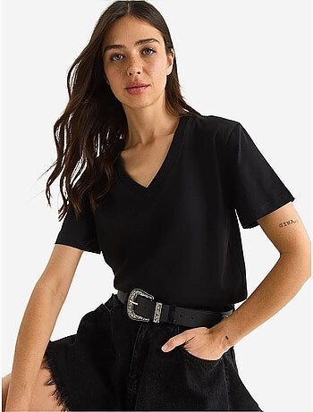 T-shirt in cotone pettinato con scollo a v comfort fit lucci