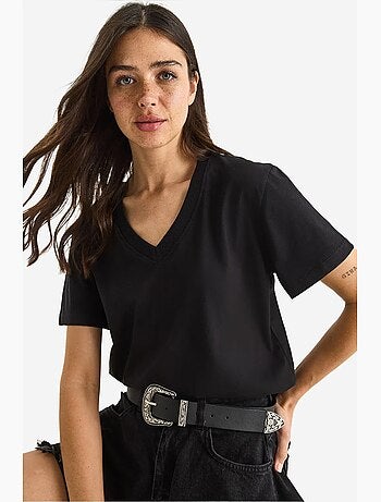 T-shirt in cotone pettinato con scollo a v comfort fit lucci
