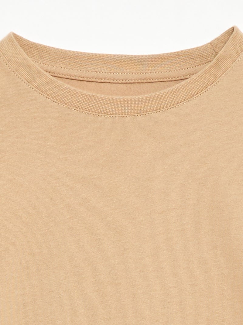 T-shirt in cotone piqué a maniche corte Beige - Kiabi
