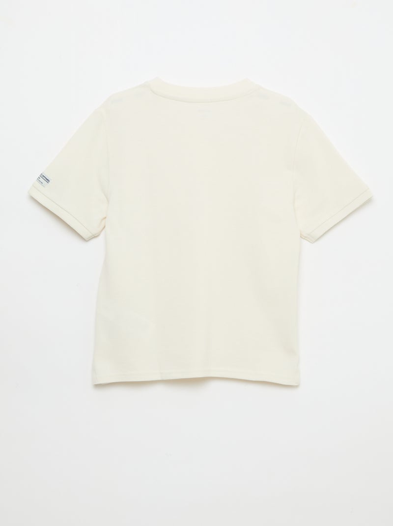T-shirt in cotone piqué a maniche corte Bianco Ecru - Kiabi