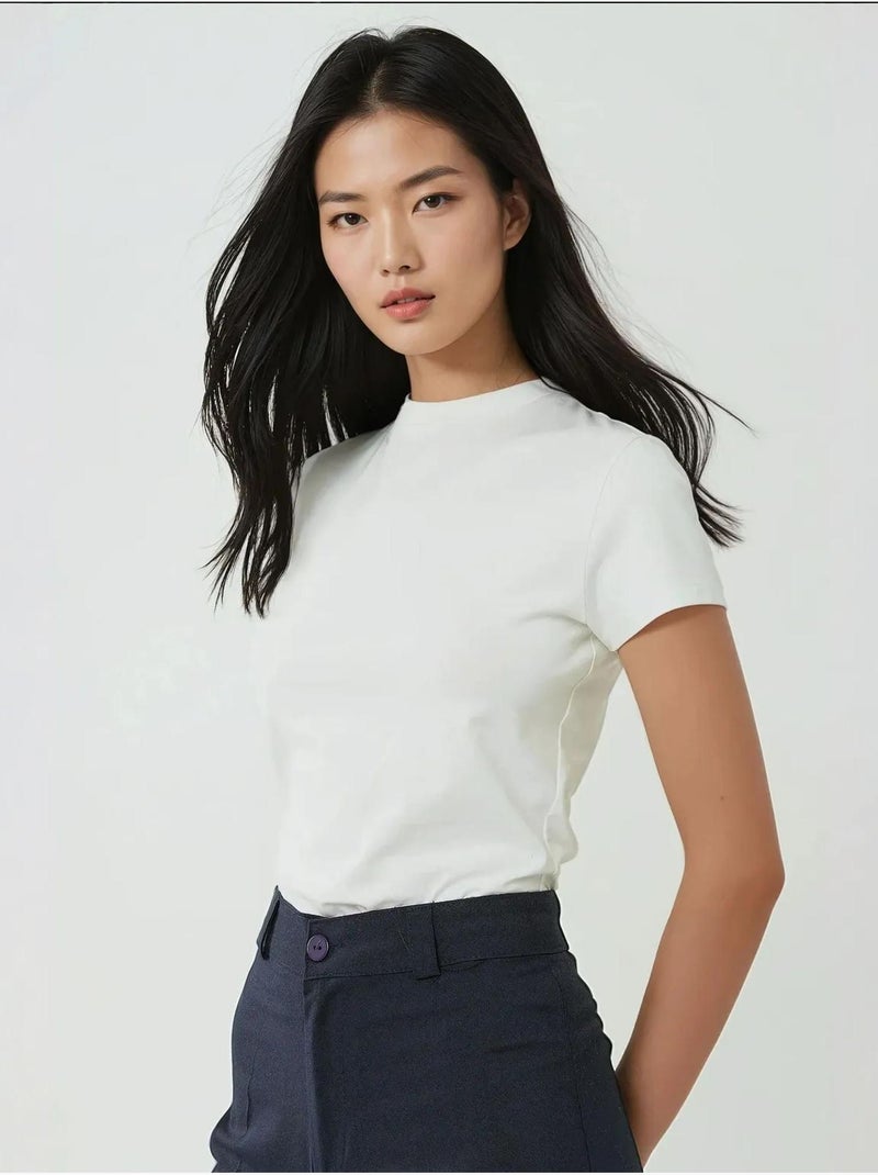 T-shirt in cotone regular fit con girocollo hiccup Blu chiaro - Kiabi