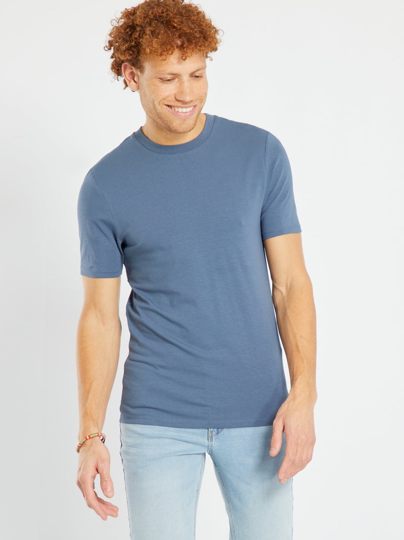 T-shirt in cotone scollo tondo - Muscle fit BLU - Kiabi
