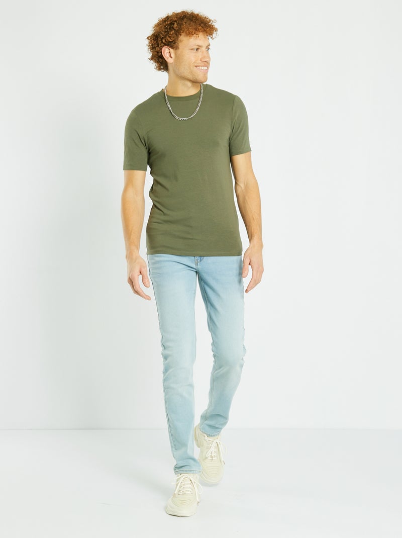 T-shirt in cotone scollo tondo - Muscle fit kaki - Kiabi