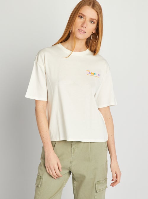 T-shirt in cotone scollo tondo - Kiabi