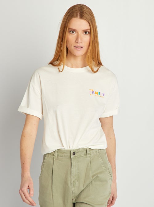 T-shirt in cotone scollo tondo - Kiabi