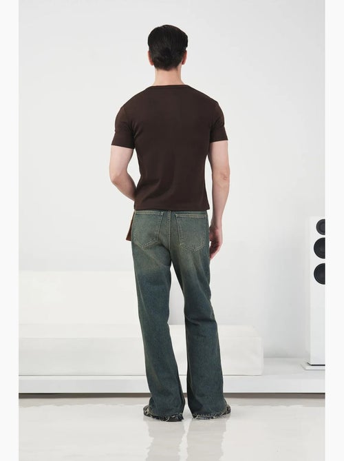 T-shirt in cotone slim fit con girocollo e dettaglio bottoni giesto - Kiabi