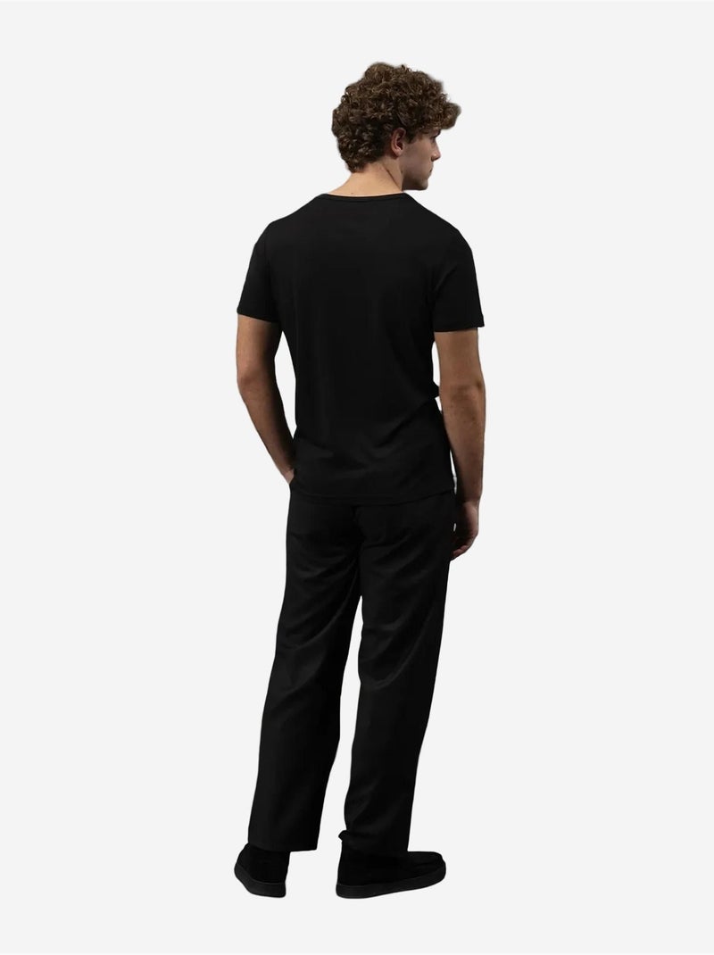 T-shirt in cotone slim fit con girocollo giesto Nero - Kiabi