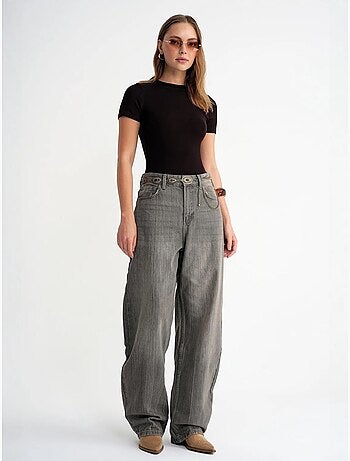 T-shirt in cotone slim fit con girocollo mixray