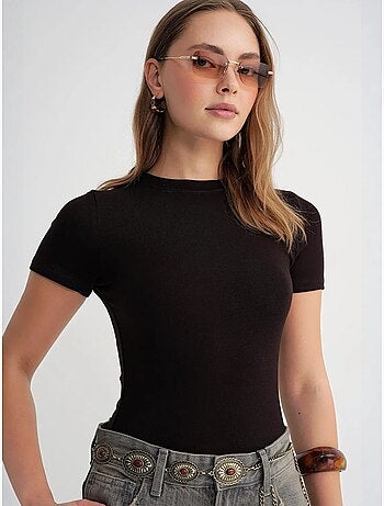 T-shirt in cotone slim fit con girocollo mixray