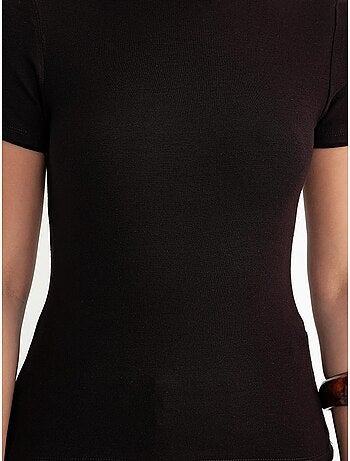 T-shirt in cotone slim fit con girocollo mixray