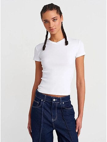 T-shirt in cotone slim fit con scollo a v dilvin