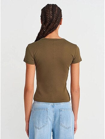 T-shirt in cotone slim fit con scollo a v dilvin