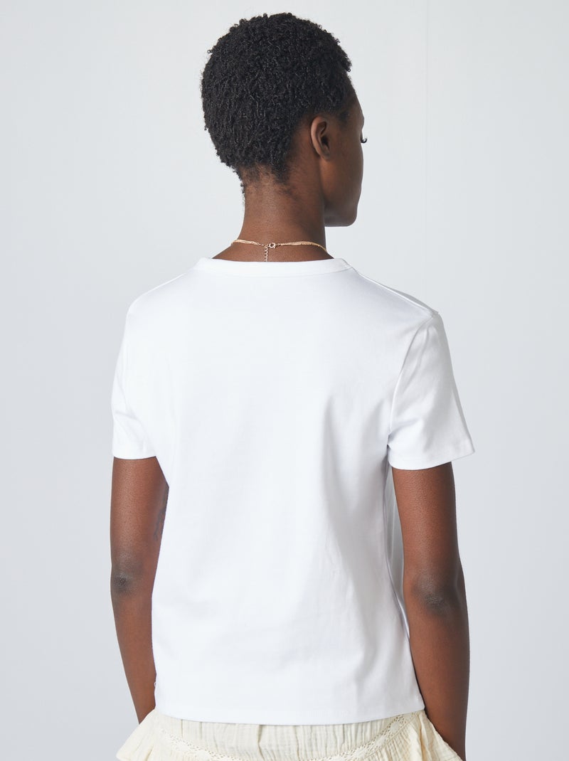 T-shirt in cotone spesso bianco - Kiabi