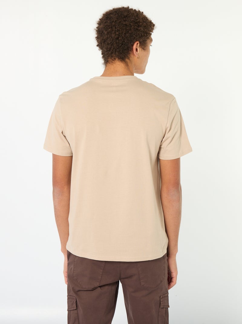 T-shirt in cotone stampato a maniche corte Beige - Kiabi