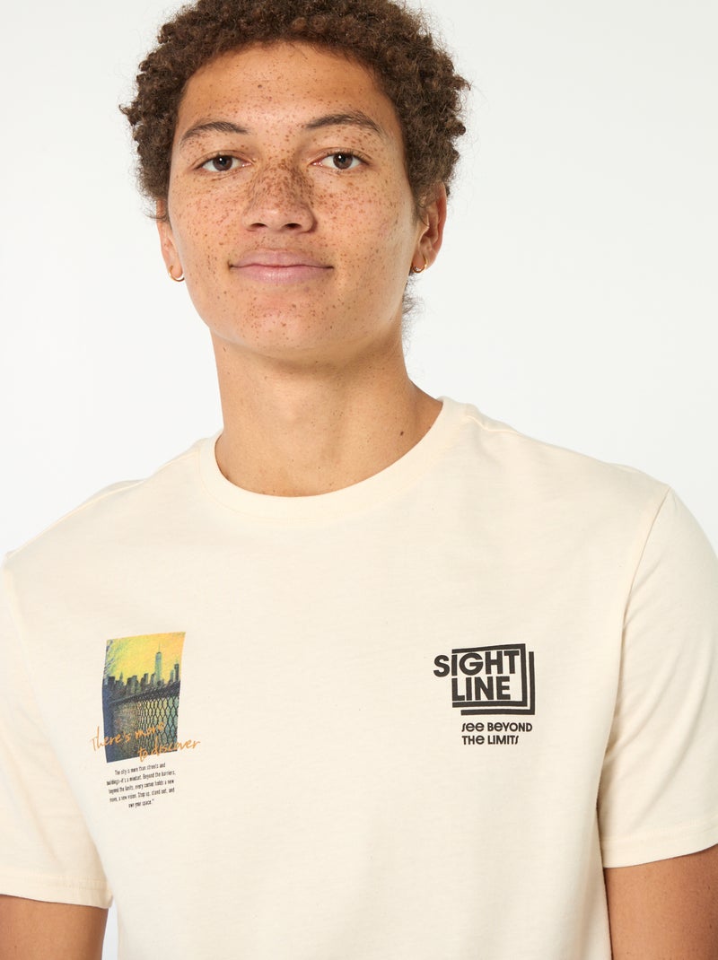 T-shirt in cotone stampato a maniche corte Bianco - Kiabi