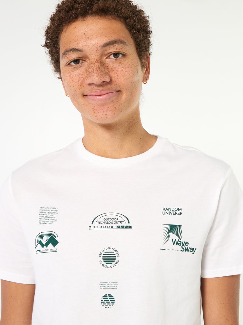 T-shirt in cotone stampato a maniche corte Bianco - Kiabi