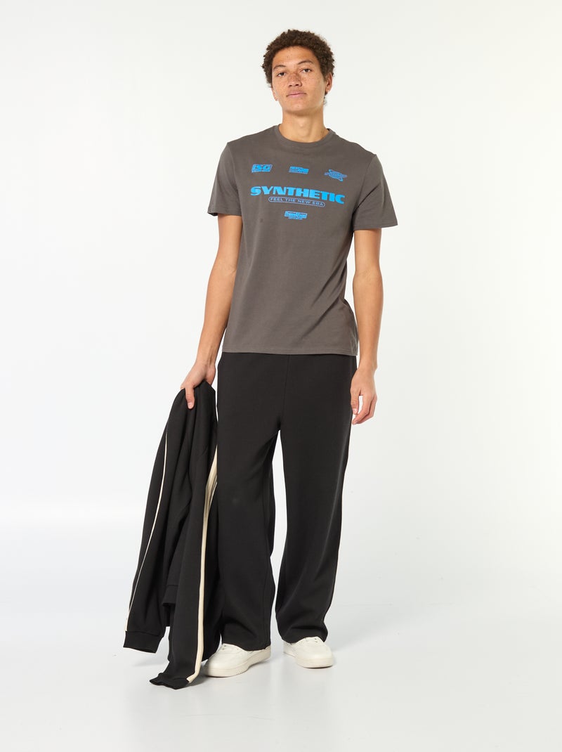 T-shirt in cotone stampato a maniche corte Grigio - Kiabi
