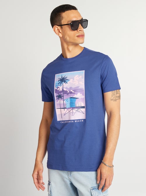 T-shirt in cotone stampato con scollo tondo - Kiabi