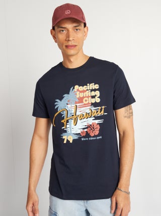 T-shirt in cotone stampato con scollo tondo