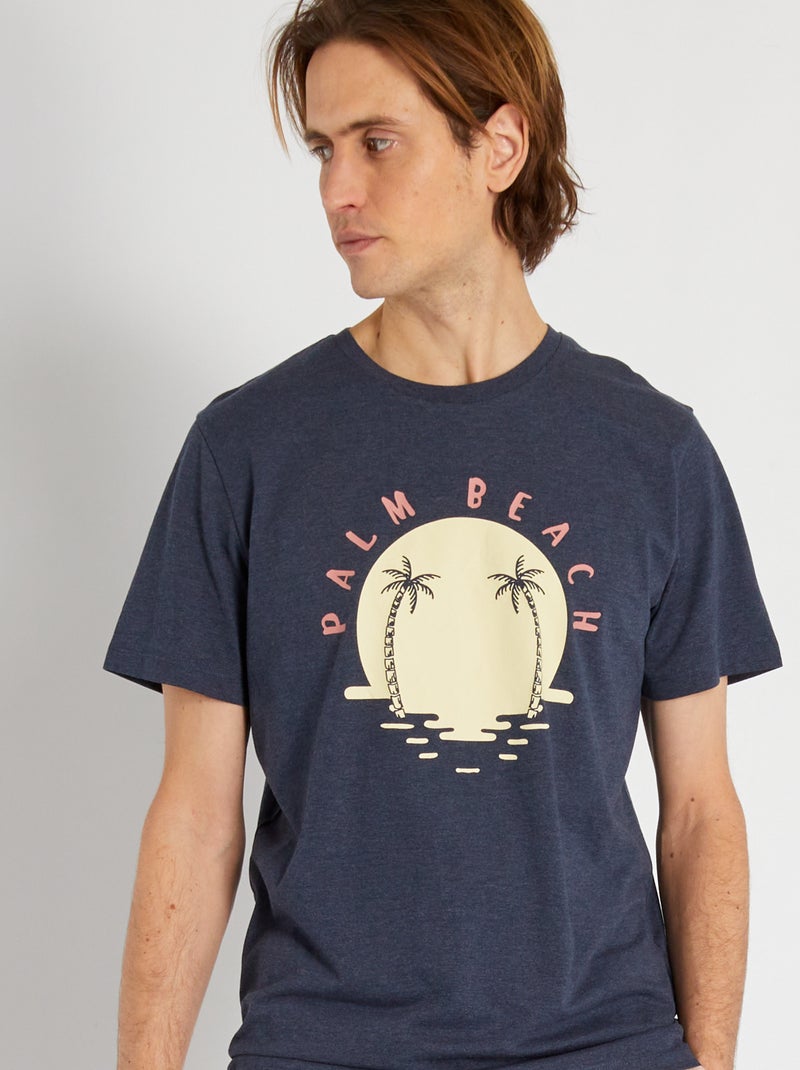 T-shirt in cotone stampato 'Holidaze' blu marine - Kiabi