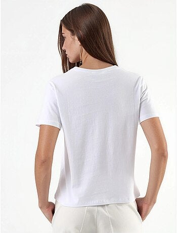 T-shirt in cotone tinta unita con girocollo busem