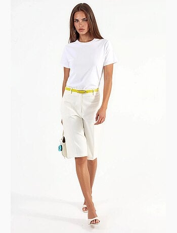 T-shirt in cotone tinta unita con girocollo busem