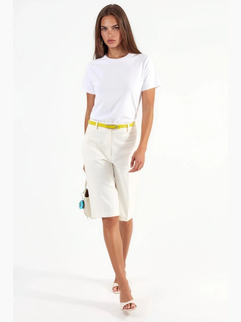 T-shirt in cotone tinta unita con girocollo busem Bianco - Kiabi