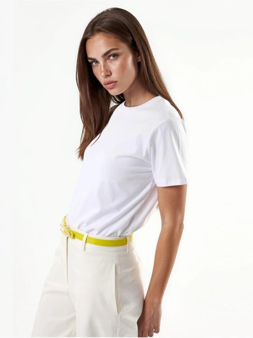 T-shirt in cotone tinta unita con girocollo busem - Kiabi T-shirt in cotone tinta unita con girocollo busem - Kiabi