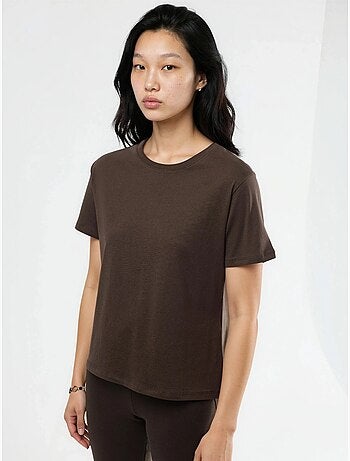 T-shirt in cotone tinta unita con girocollo busem