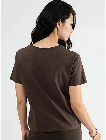 T-shirt in cotone tinta unita con girocollo busem